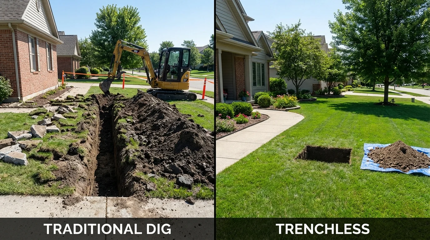 Trenchless sewer repair with minimal yard damage versus traditional excavation in Saint Joseph, LA